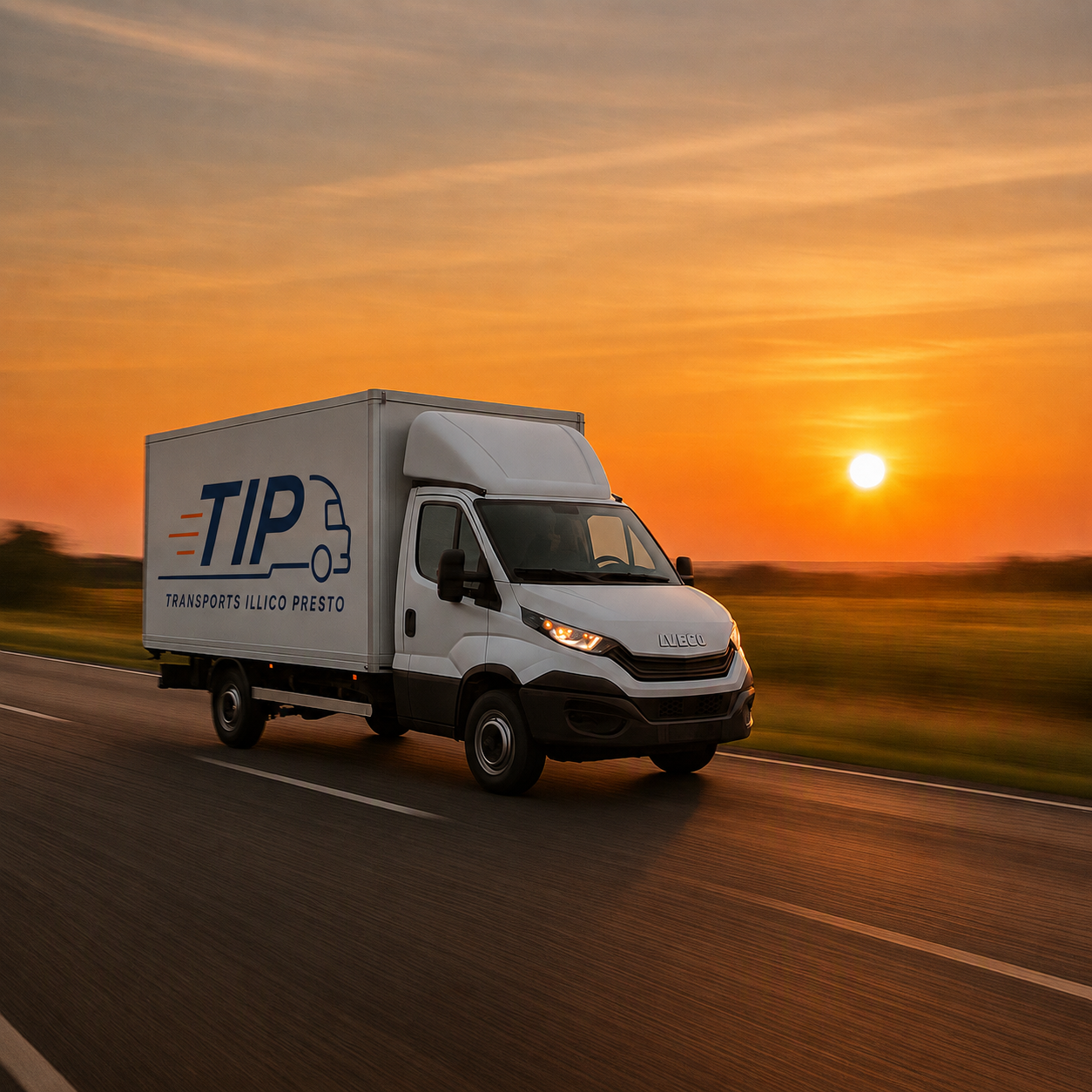 Camion Transports Illico Presto sur la route, messagerie express partout en France